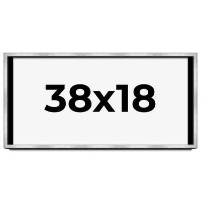 38x18 Shadow Box Frame Silver | 1.375 Inches Deep Real Wood