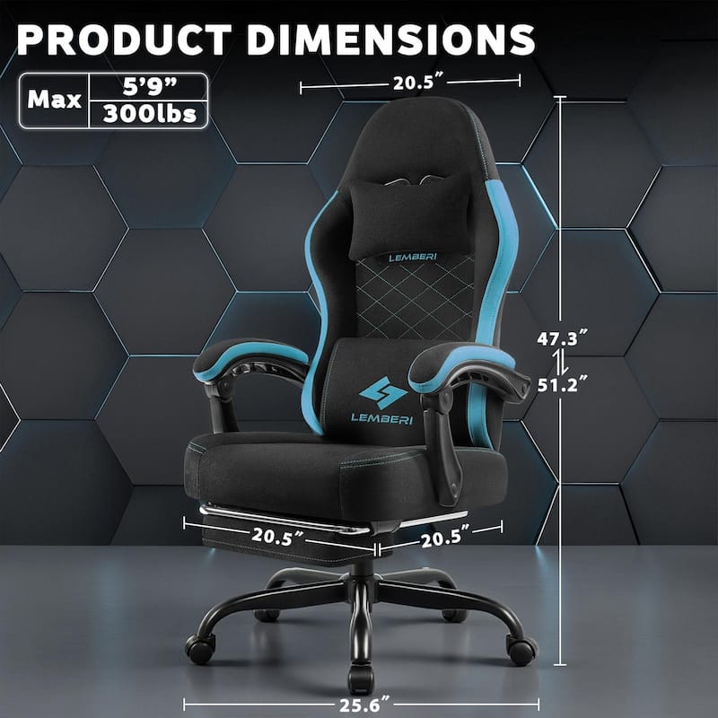 Bossin Gaming Chairs with Footrest, Big and Tall Chair 350lb Capacity, Racing Style Computer Chair with Ergonomic Lumbar Support