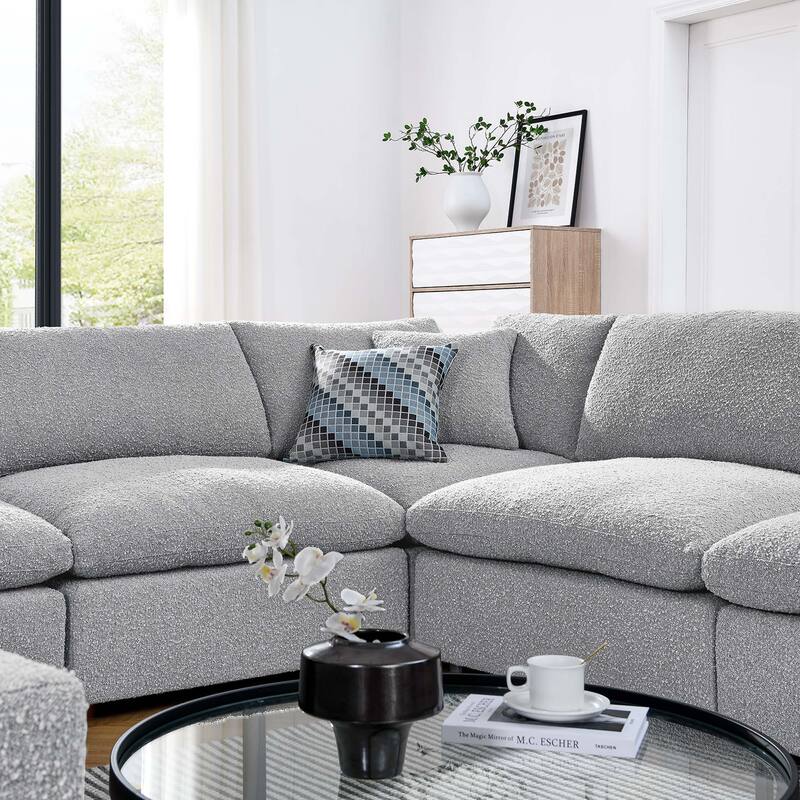 Commix Down Filled Overstuffed Boucle Fabric 8-Piece Sectional Sofa