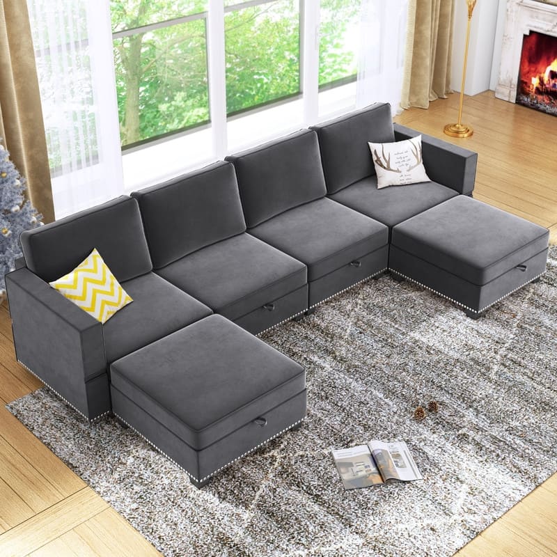 Mixoy 6-Seater Transferable Position Free Combination Sectional Sofa with Storage