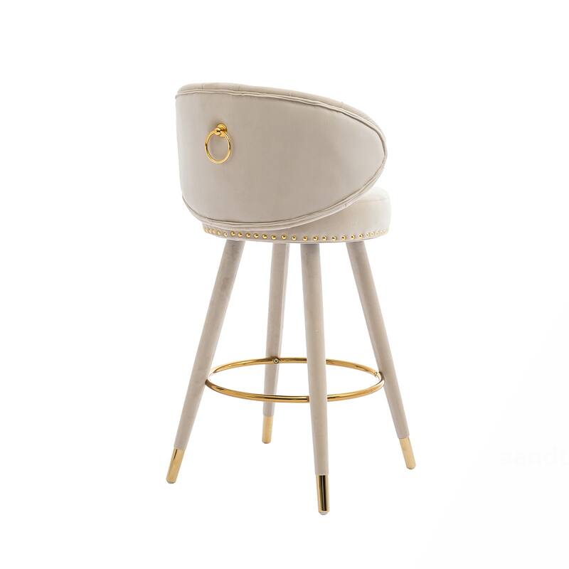 2PCS Counter Height Bar Stools With Solid Wood Legs
