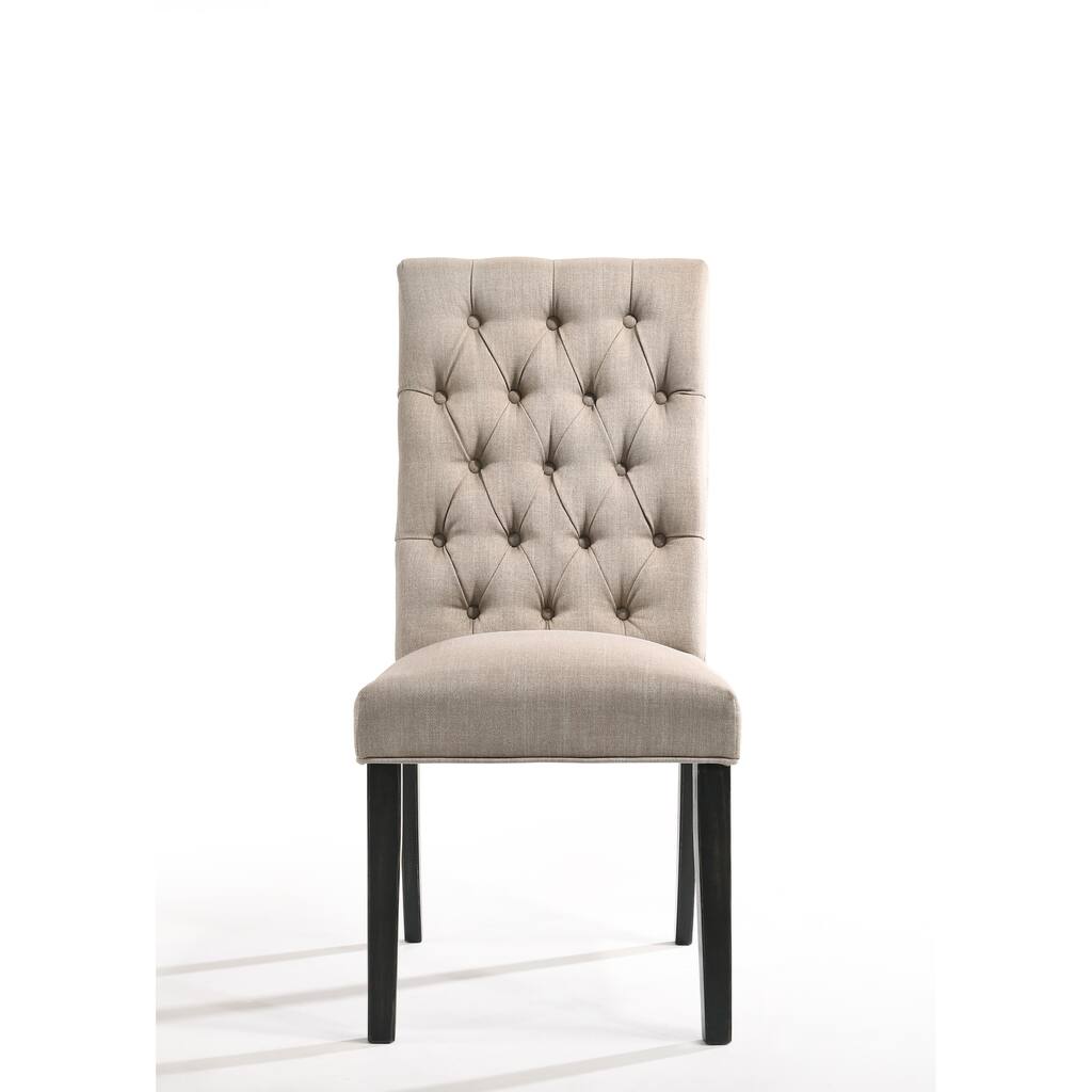 Morland Tan Linen & Vintage Black Finish Side Chair (Set of 2)