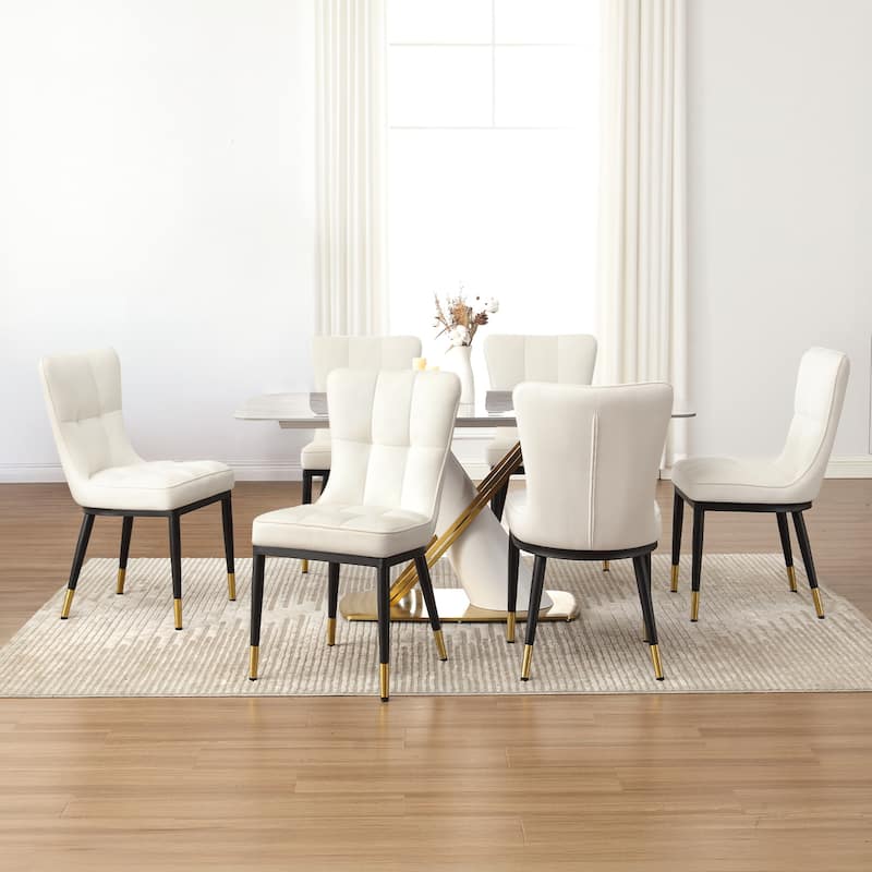 Velvet Upholstered Dining Chairs with Metal Legs, Set of 2/4 - 35.8"H x 18.9"W x 23.2"D