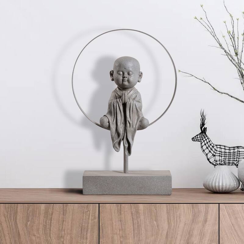 Little Monk Tabletop Decoration - 16.5" - Gray