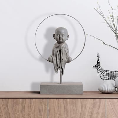 Little Monk Tabletop Decoration - 16.5" - Gray