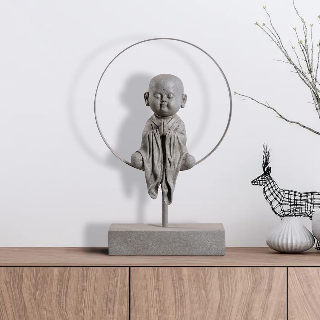 Little Monk Tabletop Decoration - 16.5" - Gray