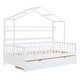 preview thumbnail 33 of 52, Wood House Bed with 2 Drawers, Kids Bed with Storage Shelf
