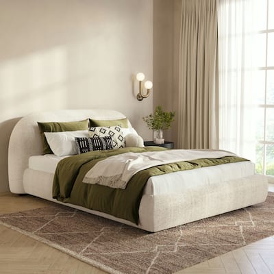 Poly & Bark Genoa Bed - Fully Upholstered with Rounded Profile