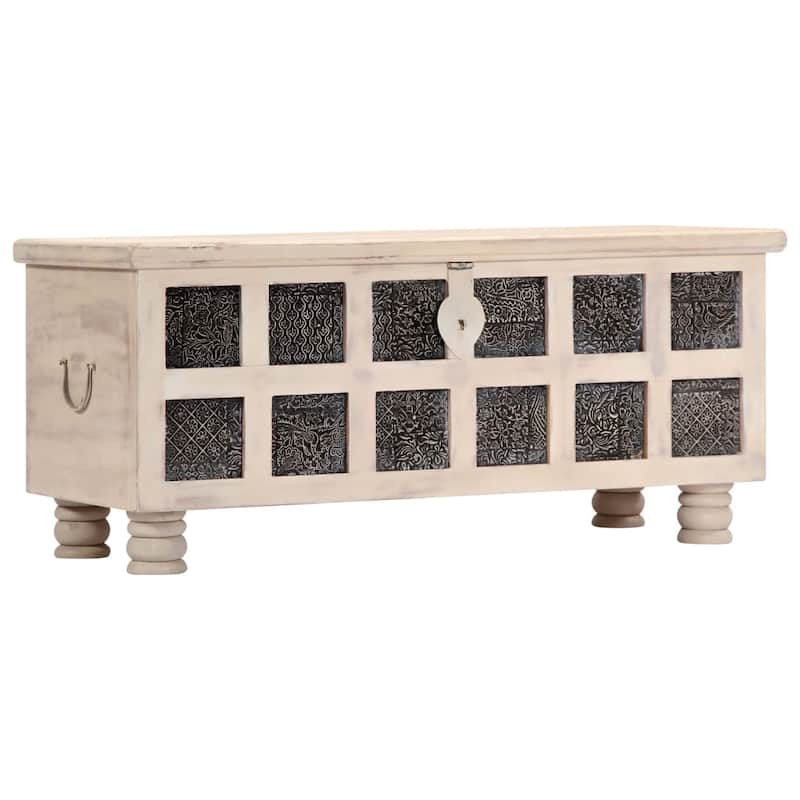 vidaXL Storage Box White 43.3"x15.7"x17.7" Solid Acacia Wood