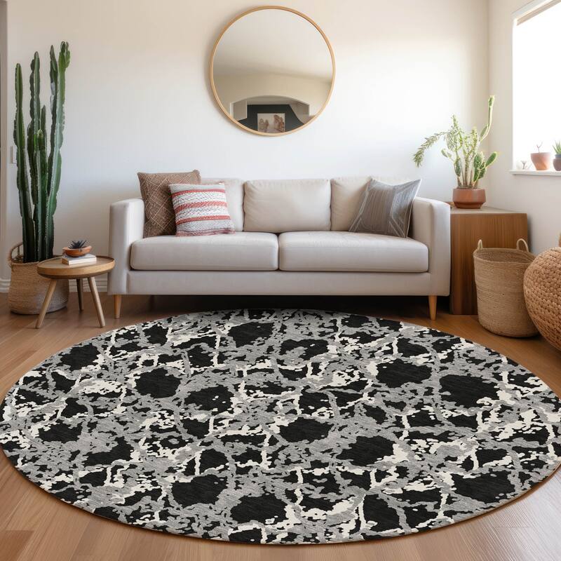 Premium Washable Super Soft Abstract Fusion Mayfield Rug - Black - 8' x 8'