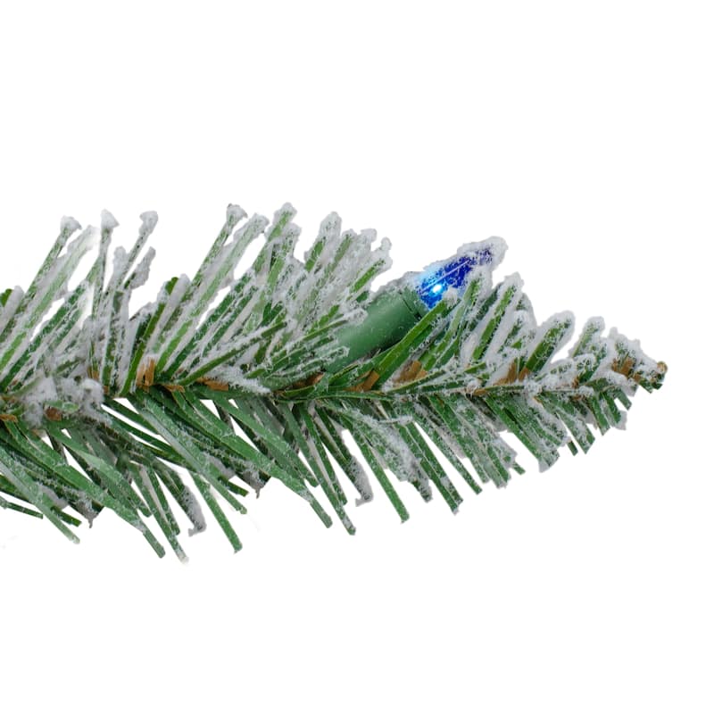 9' x 10" Flocked Pine Artificial Christmas Garland Multi Color Lights