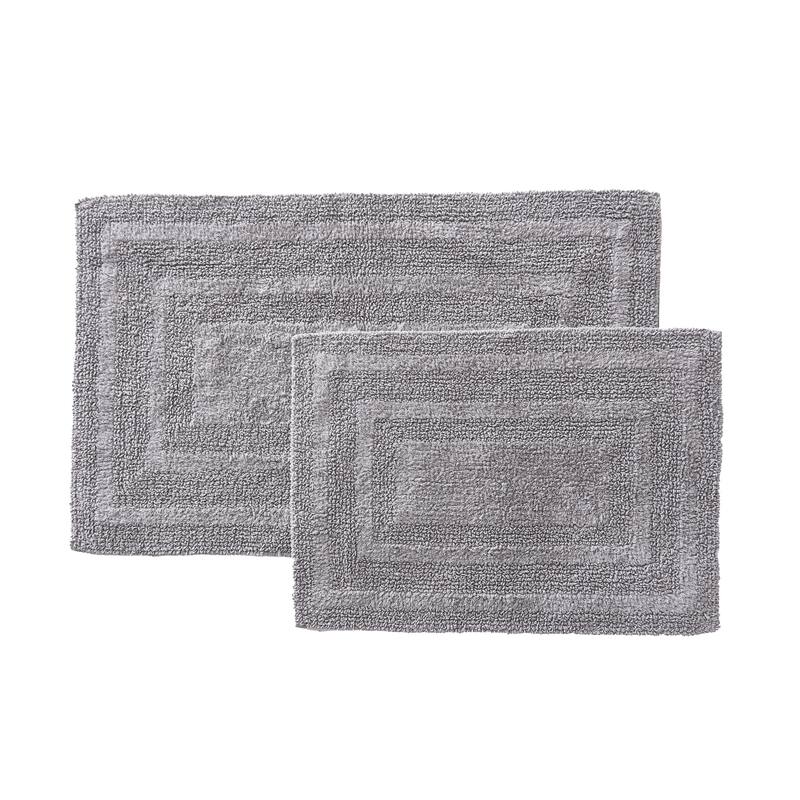 Eddie Bauer Logan Cotton 2 Piece Bath Rug Set - Chrome Grey