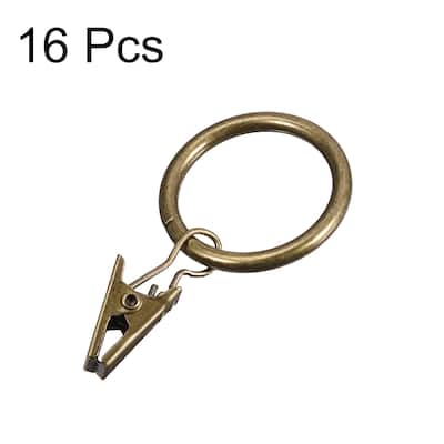 Curtain Clip Ring Hook Metal 1 Inch Inner Dia 3.5mm Thickness 16 Pcs - Bronze Tone