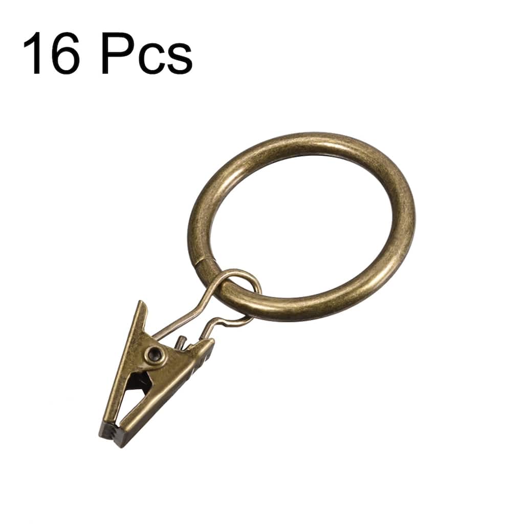 Curtain Clip Ring Hook Metal 1 Inch Inner Dia 3.5mm Thickness 16 Pcs - Bronze Tone