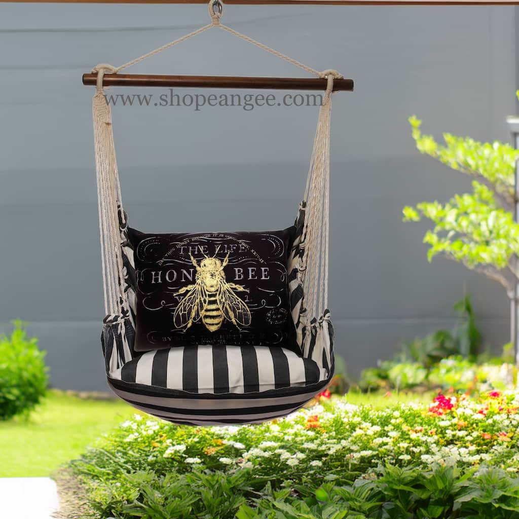 Magnolia Casual Swing Set 4 piece - True Black Stripe w/ Vintage Bee on Black