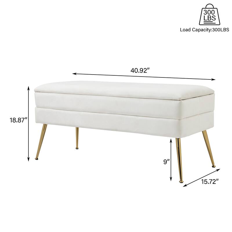 Modern Velvet Storage Bench Upholstered Ottoman