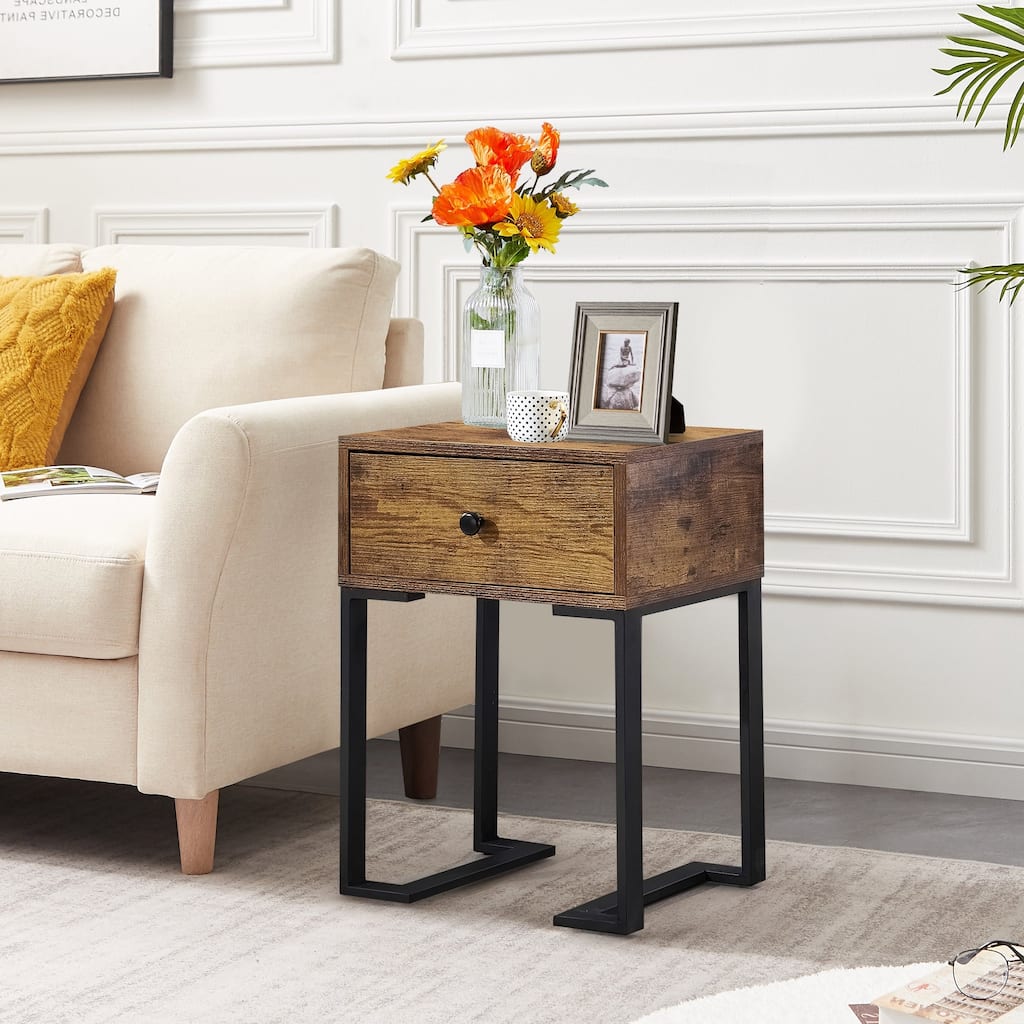 VECELO Modern 1-Drawer Wood Nightstands