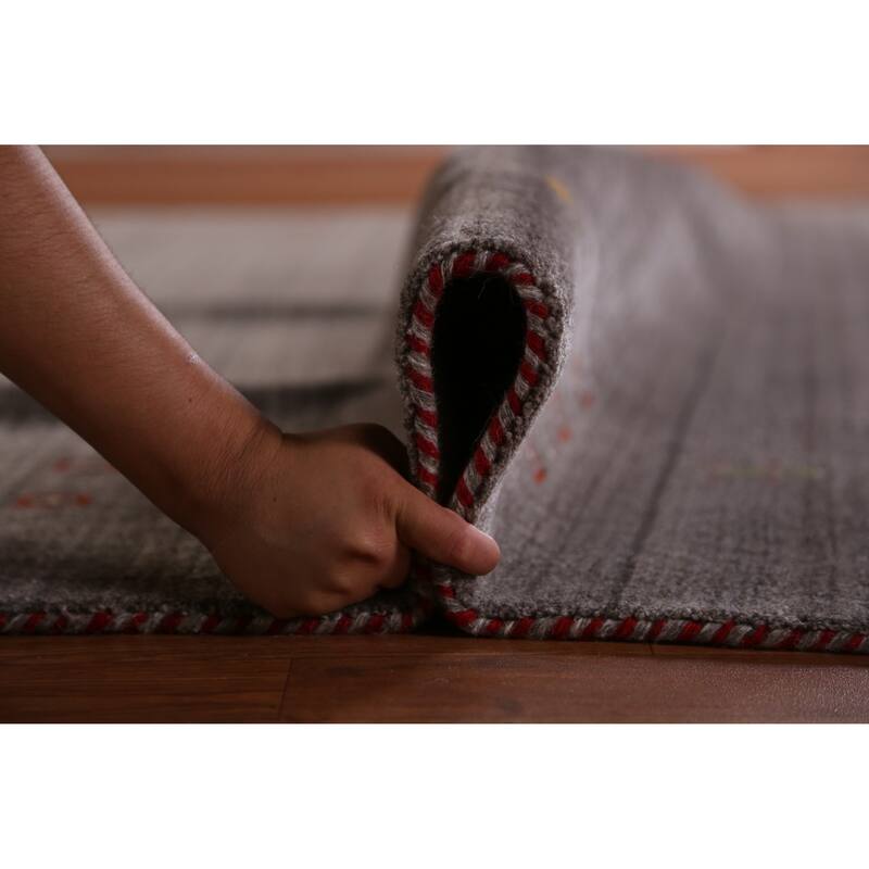 Hand Knotted Oriental 100% Wool Carpet Tribal Tribal Greys & Charcoal Gabbeh Area Rug - 9' 9'' X 8' 0''