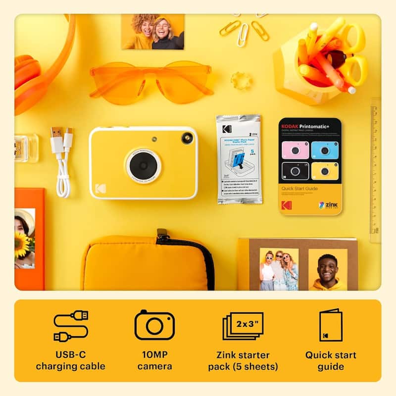 KODAK Printomatic Instant Print Camera 10MP, RGB LED, Zink Photo Prints