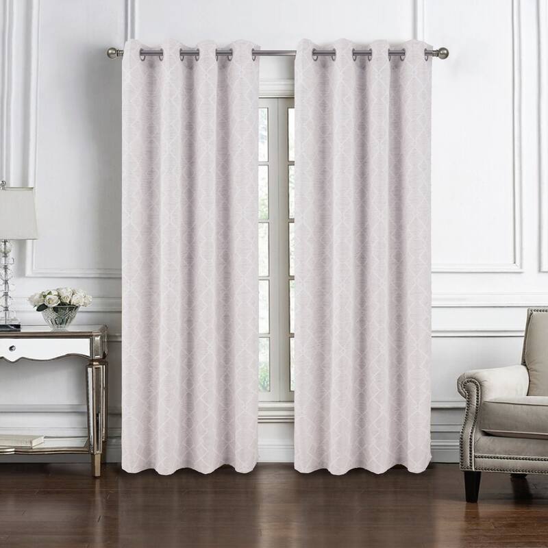 Connor Geometric Woven Jacquard Window Curtain Panel - Beige