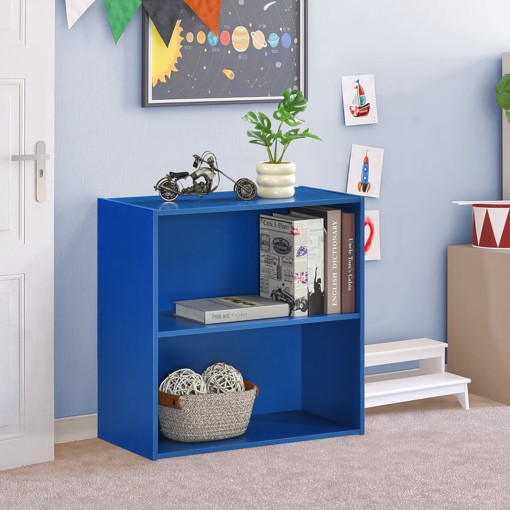 George Contemporary 2-Tier Laminated Wood Bookcase