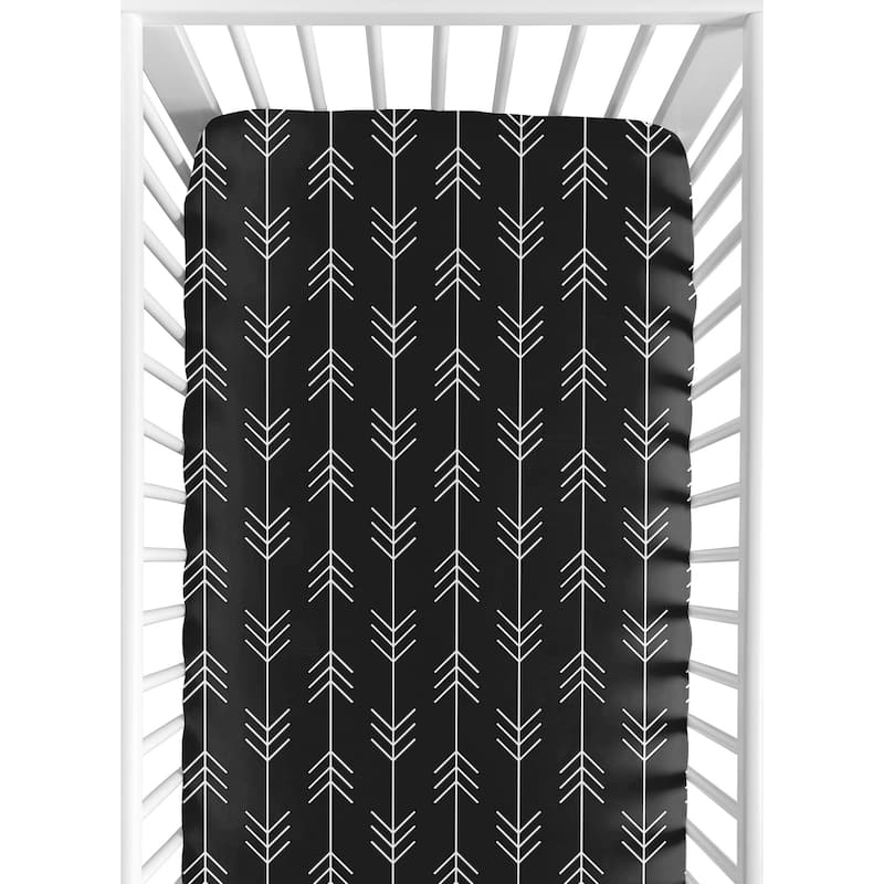 Sweet Jojo Designs Black and White Woodland Arrow Rustic Patch Collection Fitted Crib Sheet