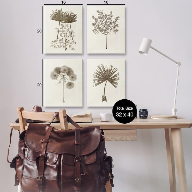 Stupell Various Vintage Palm Leaves Canvas Wall Art Design By Phillipa Katz (Set of 4)
