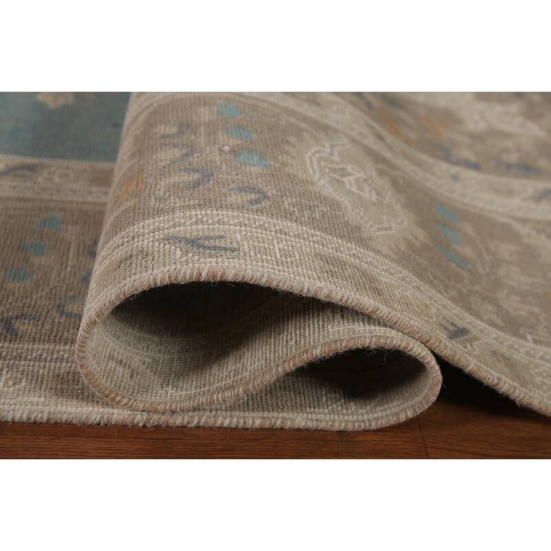 Hand Knotted Oriental 100% Wool Carpet Traditional Floral Navy Blue & Blues Tabriz Area Rug - 13' 0'' X 9' 8''