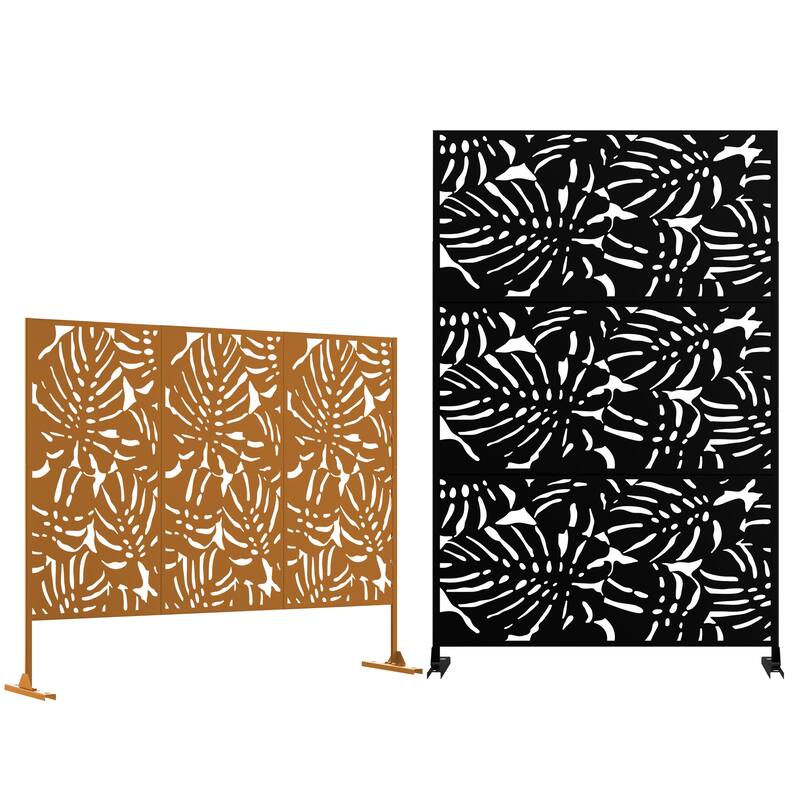 Metal Privacy Screen Wall Decoration Free Standing-6.3 ft. H X 4 ft. W