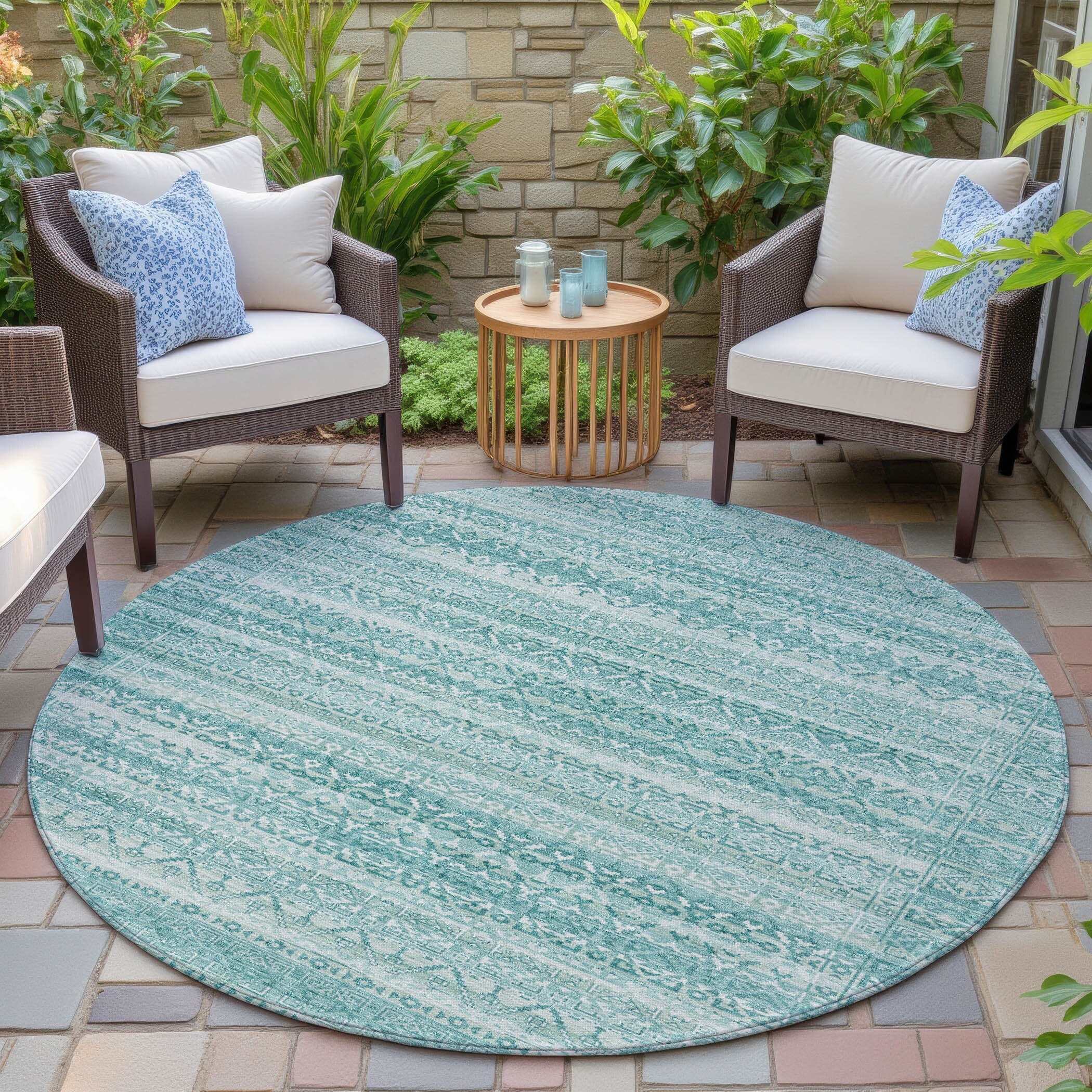 Machine Washable Indoor/Outdoor Tribal Global Chantille Rug
