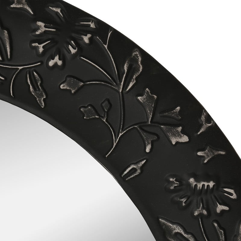 Verdant Bloom Floral Wood Farmhouse Wall Mirror - 31.5"H x 31.5"W x 2"D