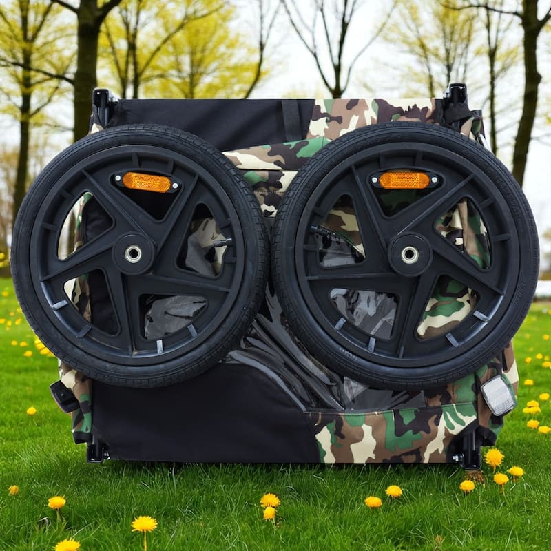 Heavy Duty Foldable Pet Bike Trailer - Dog & Cargo Carrier with 16-Inch All-Terrain Wheels and Universal Hitch