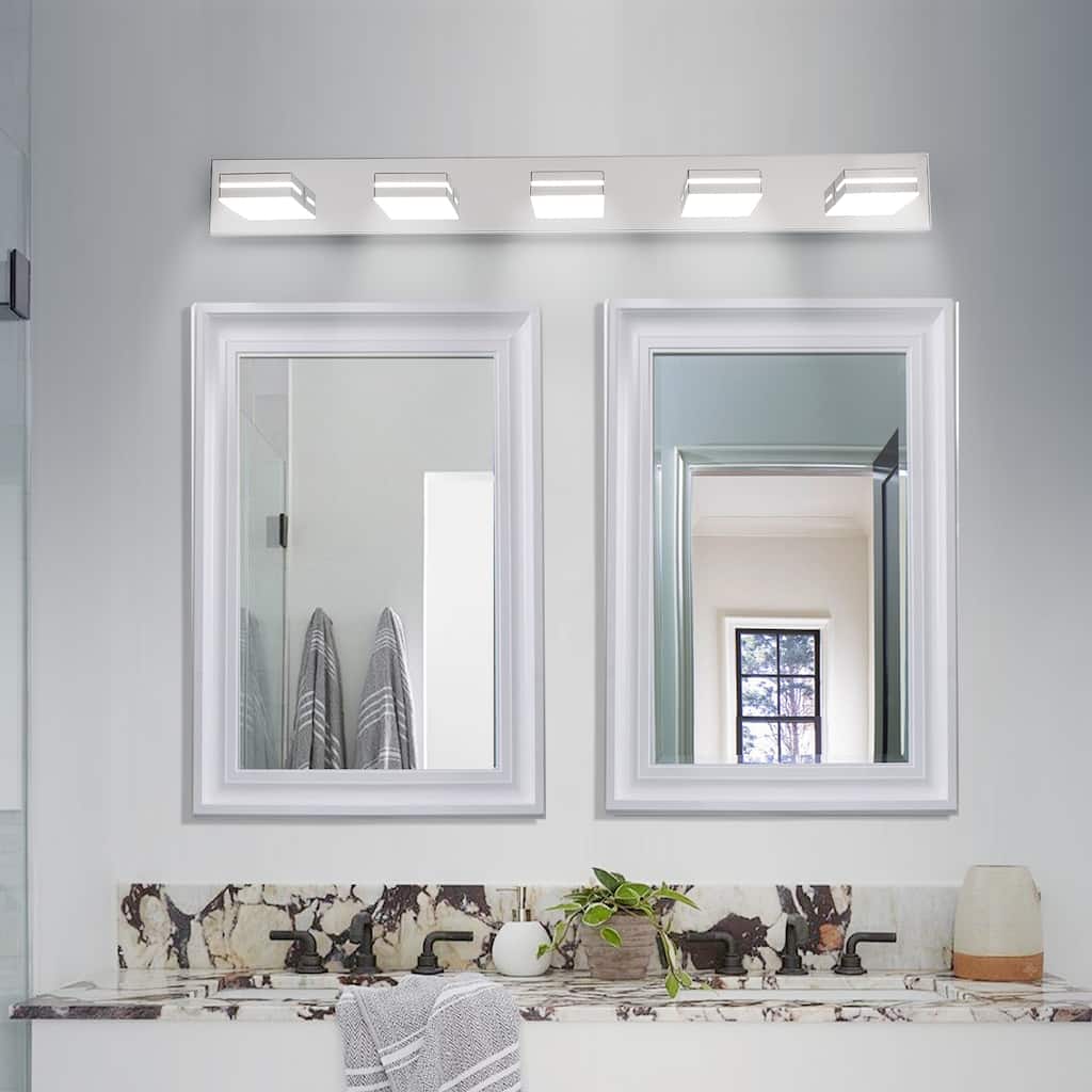Modern LED Vanity Light, 5-Lights Wall Sconce for Bathroom and Mirror, Sleek Minimalist Design, Energy-Efficient
