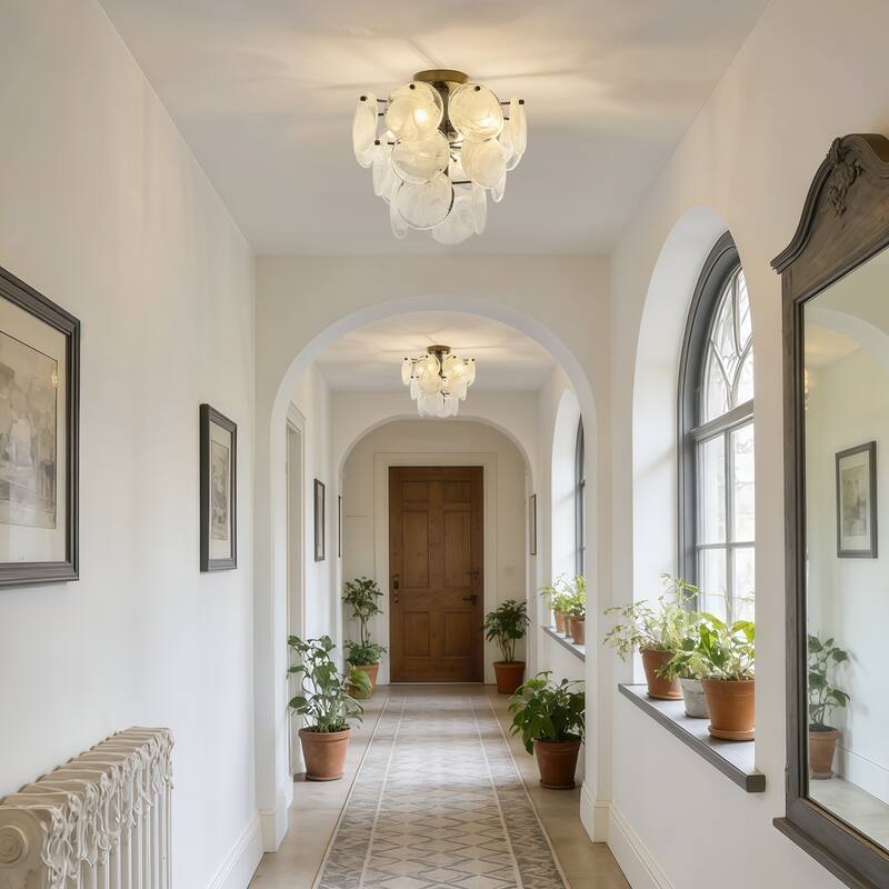 Starsky 4-Light Tiered Handcrafted Textured Glass Flush Mount