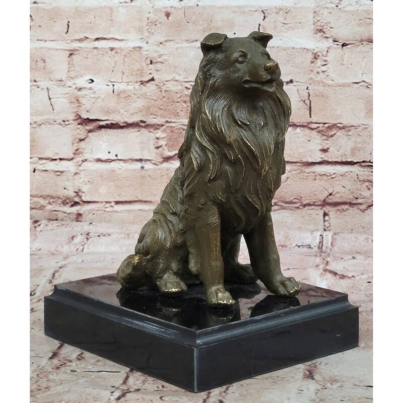 Bronze Collie Imitative Dog Statue – Loyal Companion Figurine