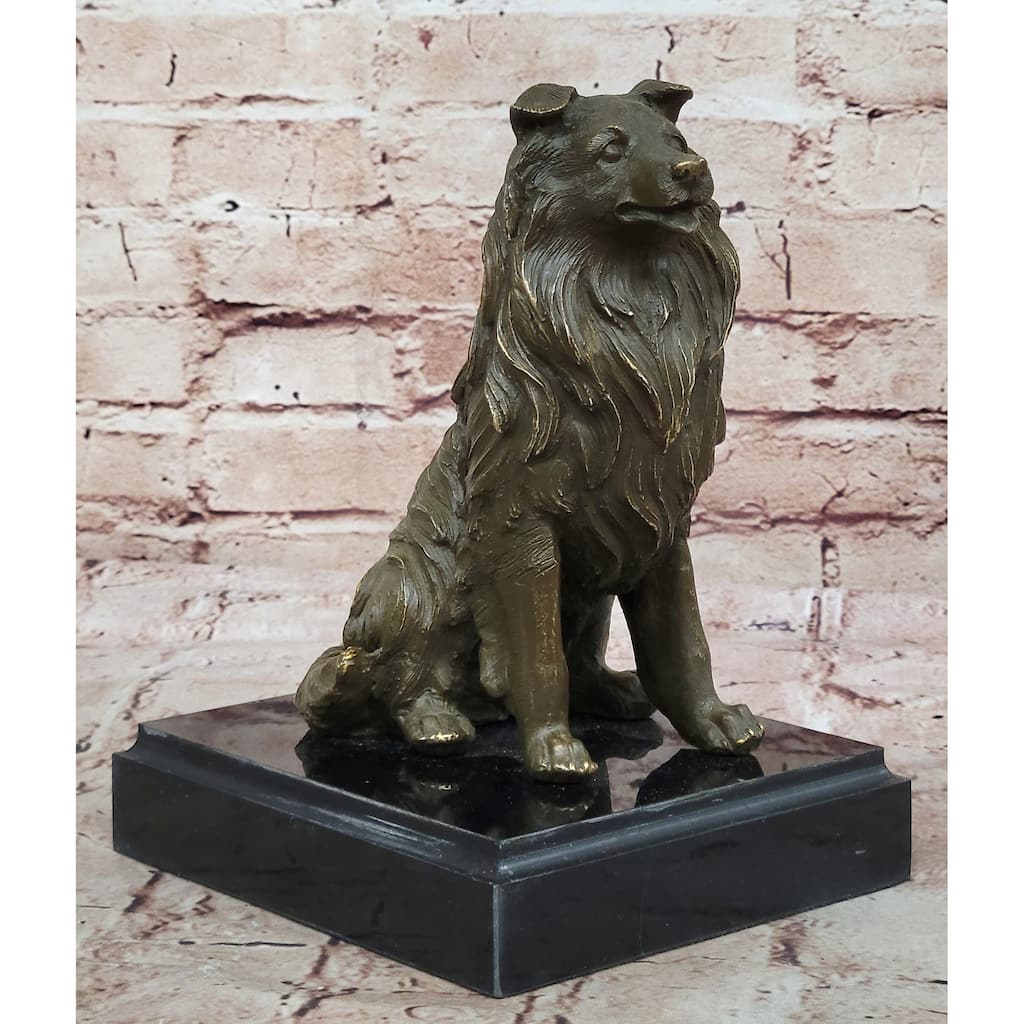 Bronze Collie Imitative Dog Statue – Loyal Companion Figurine