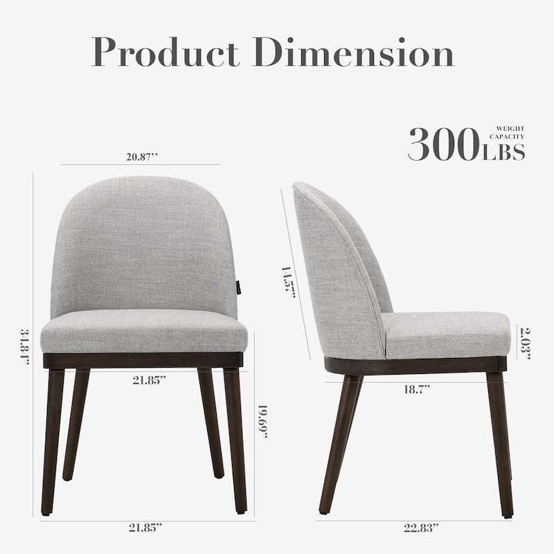 Upholstered Fabric Dining Chairs with Curved Backrest