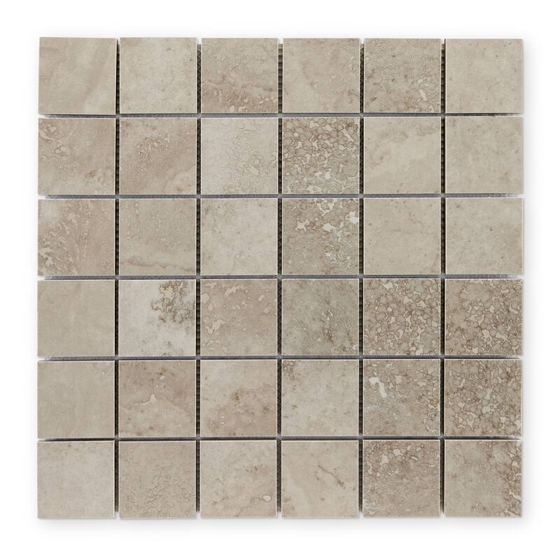 Tufo 12 in. x 12 in. Glazed Porcelain Mosaic Wall and Floor Tile