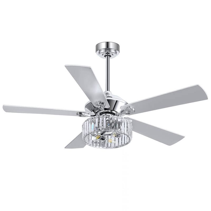 52-in Chandelier Chrome Indoor Ceiling Fan with Light Remote (5-Blade)