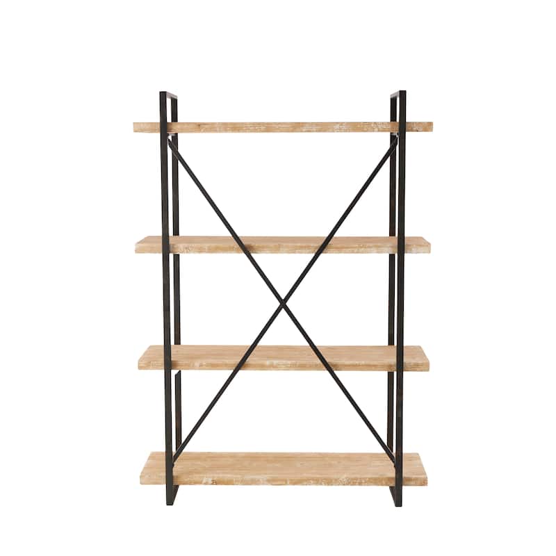 Wood 4 Shelves Shelving Unit - Brown - Roche River Decor - 14"Wx47"Lx67"H