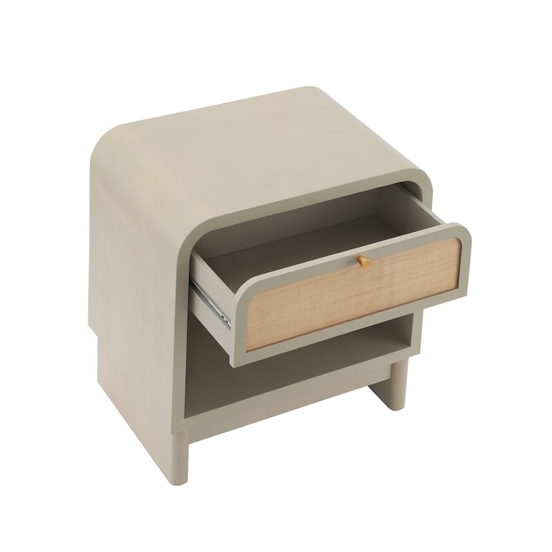 Christopher Knight Home - Boho Minimalist 23.62" Nightstand with Glide Drawer, Open Shelf & Iron Handle, Versatile Home Use