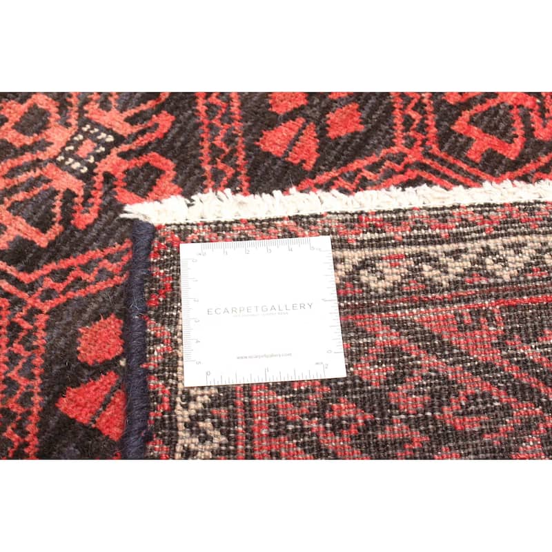 ECARPETGALLERY Hand-knotted Baluch Red Wool Rug - 3'3 x 6'1