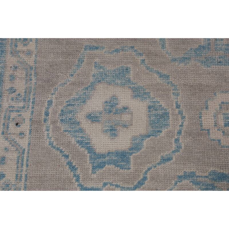 Hand Knotted Oriental 100% Wool Carpet Transitional All-Over Greys & Charcoal Oushak Area Rug - 12' 1'' X 9' 1''