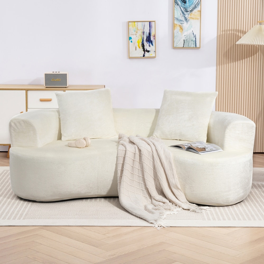 XINMICS 79'' Modern Sectional Sofa, 2-Seater Chenille Sofa with 2 Pillows, U-Shape Foam Sofa No Assembly Required