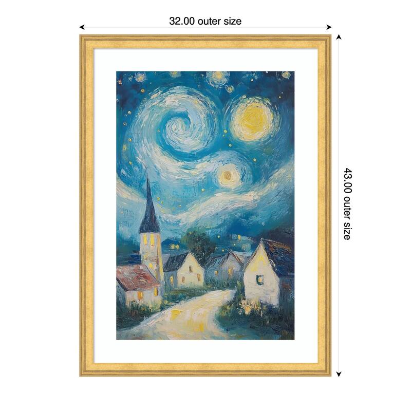 Swirling Night Sky by Tradelink inhouse artist Wood Framed Wall Art Print - Owen Gold - 32 x 43 in