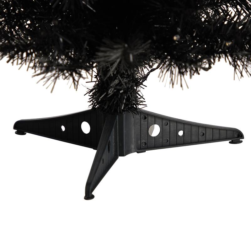 2ft. Black Artificial Christmas Tree with 35 LED Lights & 72 Branches - Bold Modern Holiday X-Mas Décor