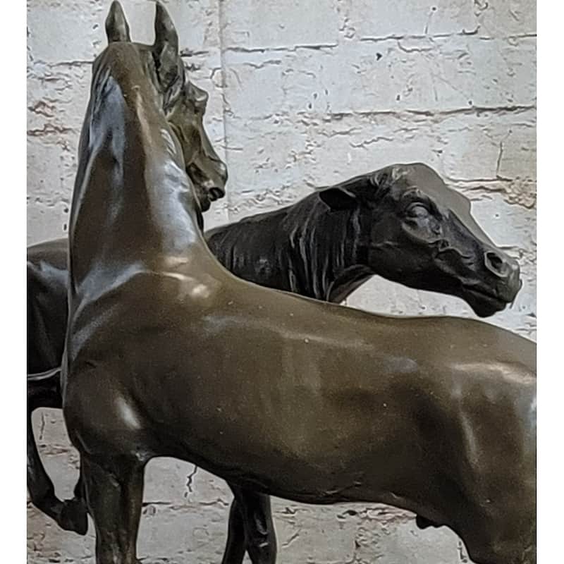 Hand Made Two Loving Horses By French Artist P.J Mene Genuine Bronze Statue