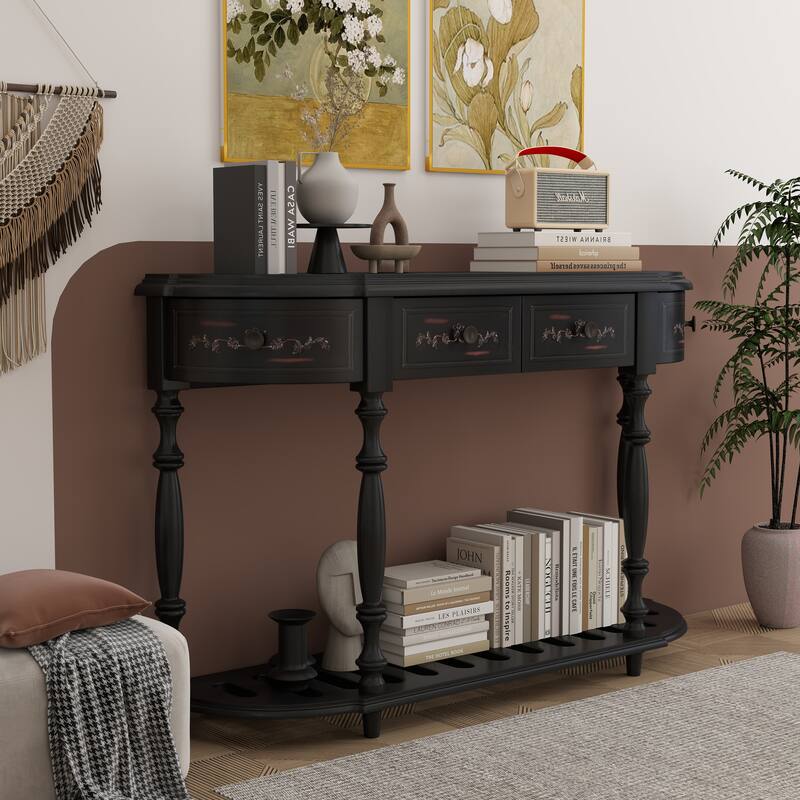 Vintage Carved, Roman Legs Combined Entry Table