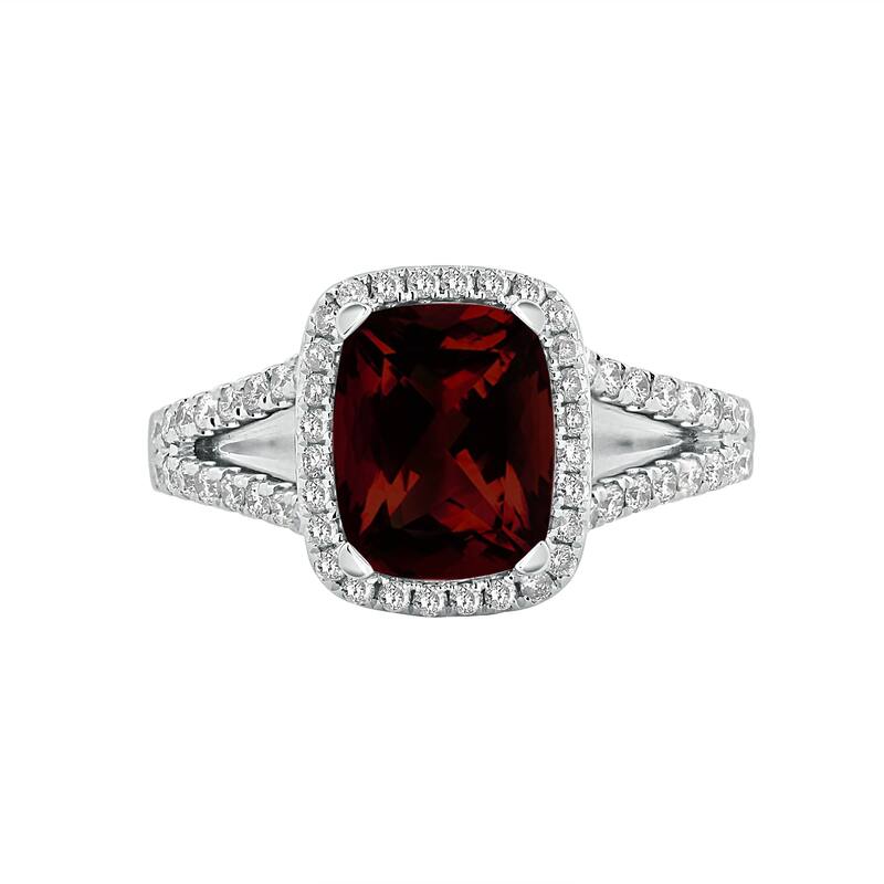 Auriya 1 5/8ct Cushion-cut Garnet and Halo Diamond Engagement Ring 3/8cttw 14K Gold