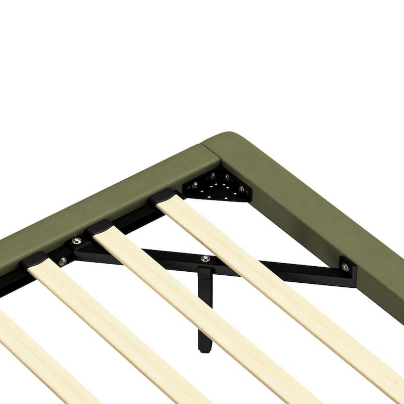 Floating Bed Frame with LED Light, Modern PU Leather Platform Bed, No Boxing Spring Needed, Assemble Easily, Queen Size
